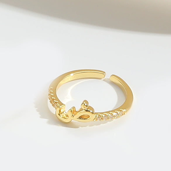 Wholesale Ring Copper Simple Letter Style Electroplating Inlaid With Zircon