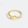 Wholesale Ring Copper Simple Letter Style Electroplating Inlaid With Zircon