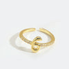 Wholesale Ring Copper Simple Letter Style Electroplating Inlaid With Zircon