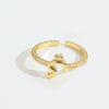 Wholesale Ring Copper Simple Letter Style Electroplating Inlaid With Zircon
