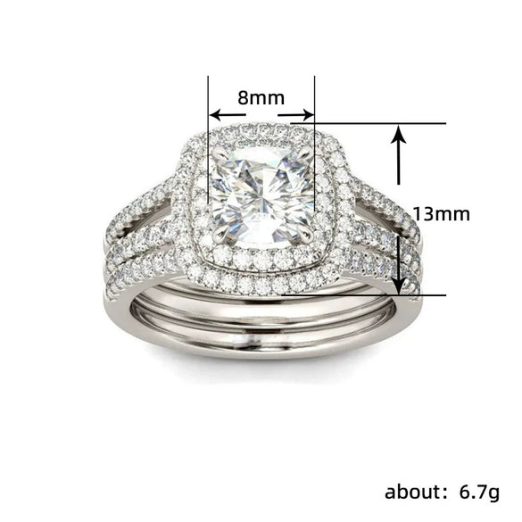 Wholesale Ring Copper Simulation Diamond Zircon Geometric Style For Women And Couple