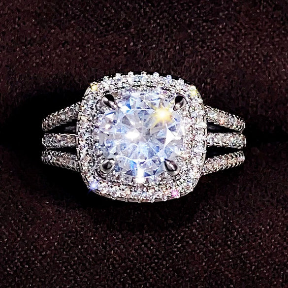 Wholesale Ring Copper Simulation Diamond Zircon Geometric Style For Women And Couple