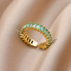 Wholesale Ring Copper Synthetic Zircon Geometric Stacking Style Electroplated