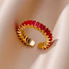 Wholesale Ring Copper Synthetic Zircon Geometric Stacking Style Electroplated