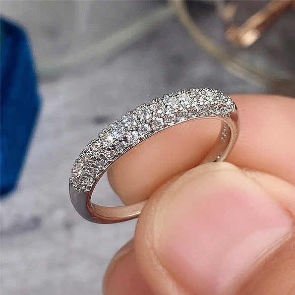 Wholesale Ring Copper Zircon Geometric Couple Stacked Design