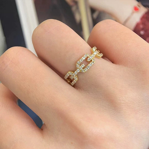 Wholesale Ring Copper Zircon Geometric Design Allmatch Style