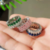 Wholesale Ring Copper Zircon Geometric Double Row Water Drop Design For Women
