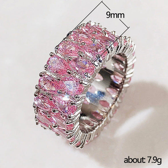 Wholesale Ring Copper Zircon Geometric Double Row Water Drop Design For Women