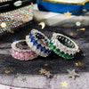 Wholesale Ring Copper Zircon Geometric Double Row Water Drop Design For Women