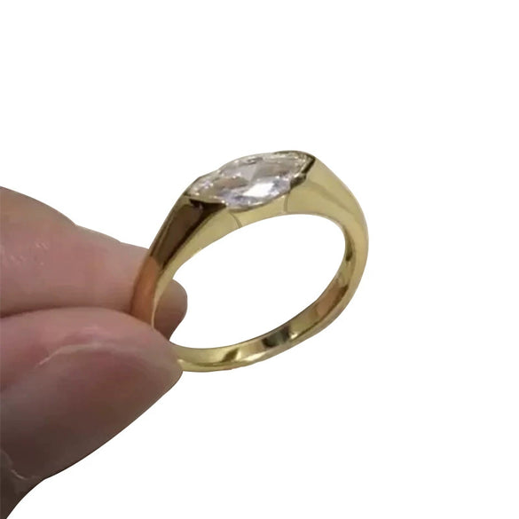 Wholesale Ring Copper Zircon Geometric Horse Eye Shape Unisex Light Luxury Style