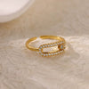 Wholesale Ring Copper Zircon Geometric Ushaped Electroplated Light Luxury Open Slidable Decompression Ring For Women