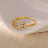Wholesale Ring Copper Zircon Geometric Ushaped Electroplated Light Luxury Open Slidable Decompression Ring For Women