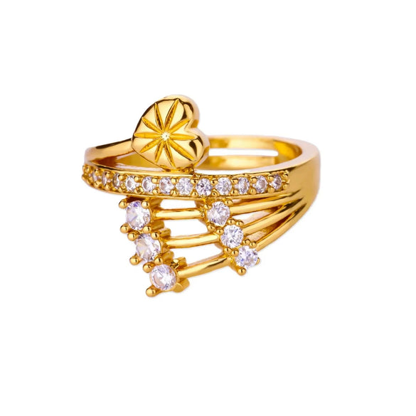Wholesale Ring Copper Zircon Star Multilayer Cut Out 18K Goldplated For Women