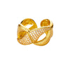 Wholesale Ring Copper Zircon Star Multilayer Cut Out 18K Goldplated For Women