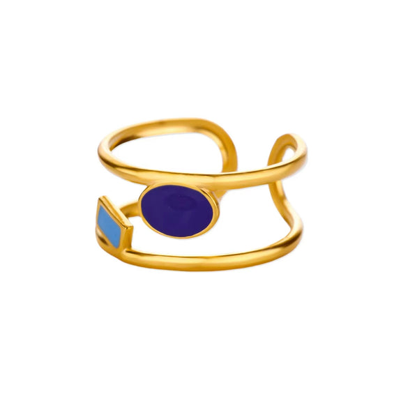 Wholesale Ring Copper Zircon Star Multilayer Cut Out 18K Goldplated For Women