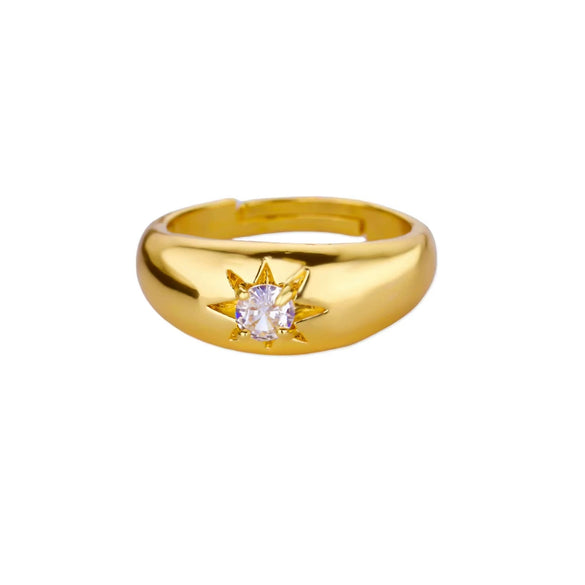 Wholesale Ring Copper Zircon Star Multilayer Cut Out 18K Goldplated For Women