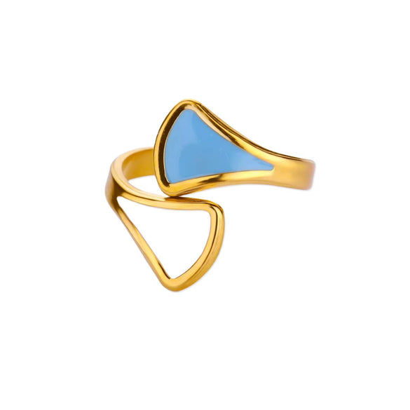 Wholesale Ring Copper Zircon Star Multilayer Cut Out 18K Goldplated For Women