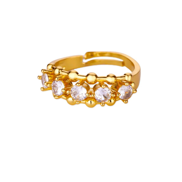 Wholesale Ring Copper Zircon Star Multilayer Cut Out 18K Goldplated For Women