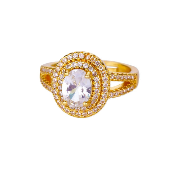 Wholesale Ring Copper Zircon Star Multilayer Cut Out 18K Goldplated For Women