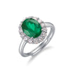 Wholesale Ring Eggshaped Emerald S925 Silver Inlaid With Diamonds Retro Style