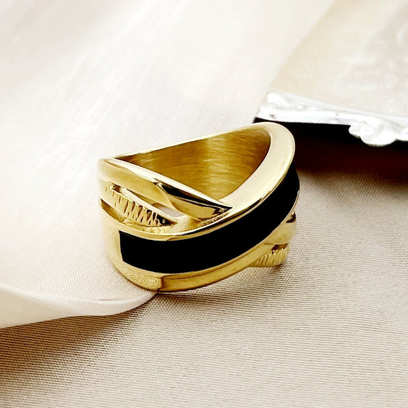 Wholesale Ring French Retro Style Cross Stainless Steel Electroplated