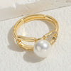 Wholesale Ring Freshwater Pearl Zircon Copper 14K Gold Plated Geometric Fashion Ol Style