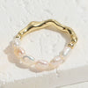 Wholesale Ring Freshwater Pearl Zircon Copper 14K Gold Plated Geometric Fashion Ol Style