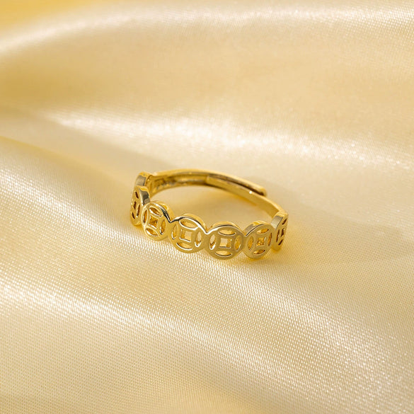 Wholesale Ring Gold Electroplated Copper Heart Flower Geometric For Girls