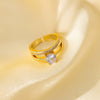 Wholesale Ring Gold Electroplated Copper Heart Flower Geometric For Girls