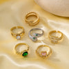 Wholesale Ring Gold Electroplated Copper Heart Flower Geometric For Girls