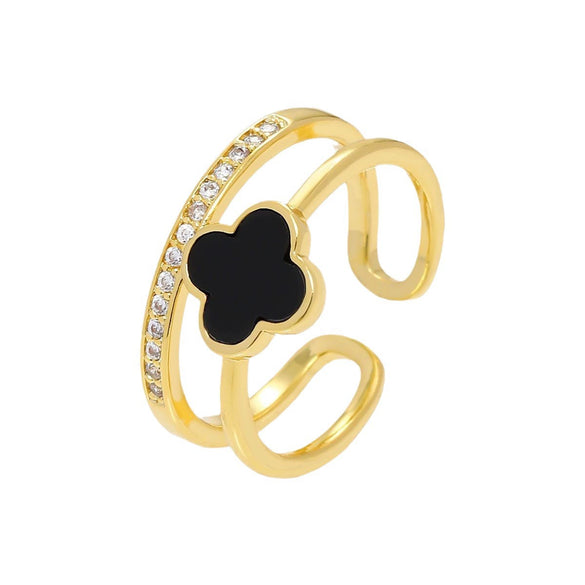 Wholesale Ring Gold Electroplated Copper Heart Flower Geometric For Girls
