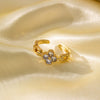 Wholesale Ring Gold Electroplated Copper Heart Flower Geometric For Girls