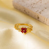 Wholesale Ring Gold Electroplated Copper Heart Flower Geometric For Girls