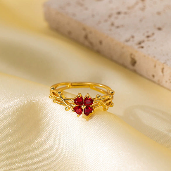 Wholesale Ring Gold Electroplated Copper Heart Flower Geometric For Girls