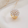 Wholesale Ring Imitation Pearl Fan Shell Geometric Style Metal Electroplating