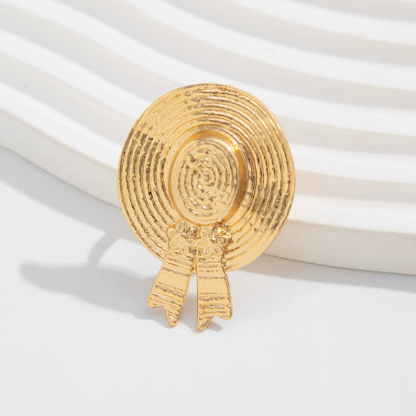 Wholesale Ring Imitation Pearl Fan Shell Geometric Style Metal Electroplating