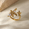 Wholesale Ring Imitation Pearl Stainless Steel Geometric Heart Electroplated