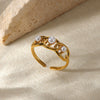 Wholesale Ring Imitation Pearl Stainless Steel Geometric Heart Electroplated