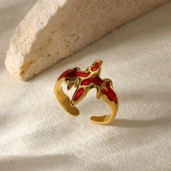 Wholesale Ring Imitation Pearl Stainless Steel Geometric Heart Electroplated
