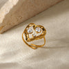 Wholesale Ring Imitation Pearl Stainless Steel Geometric Heart Electroplated