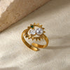 Wholesale Ring Imitation Pearl Stainless Steel Geometric Heart Electroplated