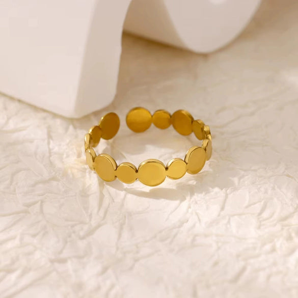Wholesale Ring Imitation Pearl Stainless Steel Geometric 18K Gold Plated Set With Diamonds For Women