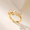 Wholesale Ring Imitation Pearl Stainless Steel Geometric 18K Gold Plated Set With Diamonds For Women