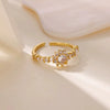 Wholesale Ring Imitation Pearl Stainless Steel Geometric 18K Gold Plated Set With Diamonds For Women