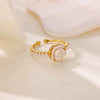 Wholesale Ring Imitation Pearl Stainless Steel Geometric 18K Gold Plated Set With Diamonds For Women