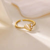 Wholesale Ring Imitation Pearl Stainless Steel Geometric 18K Gold Plated Set With Diamonds For Women