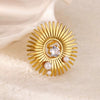 Wholesale Ring Imitation Pearl Stainless Steel Heartshaped Geometric Retro Simple Inlay Electroplated For Women