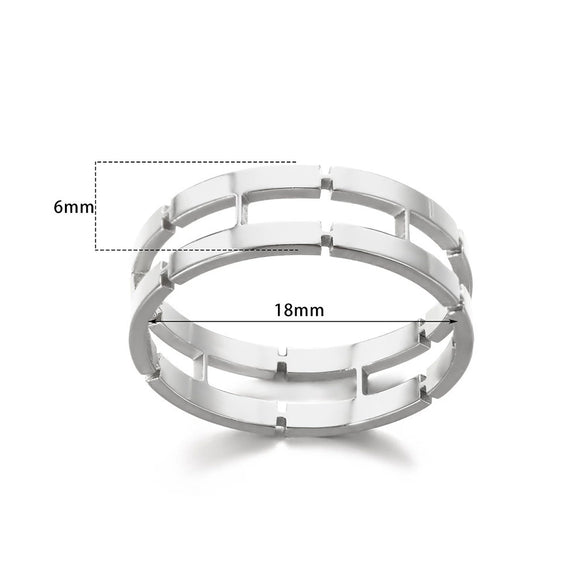 Wholesale Ring Jewelry Stainless Steel Geometric Hollow Rectangular Electroplated Light Luxury Unisex