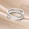 Wholesale Ring Jewelry Stainless Steel Geometric Hollow Rectangular Electroplated Light Luxury Unisex