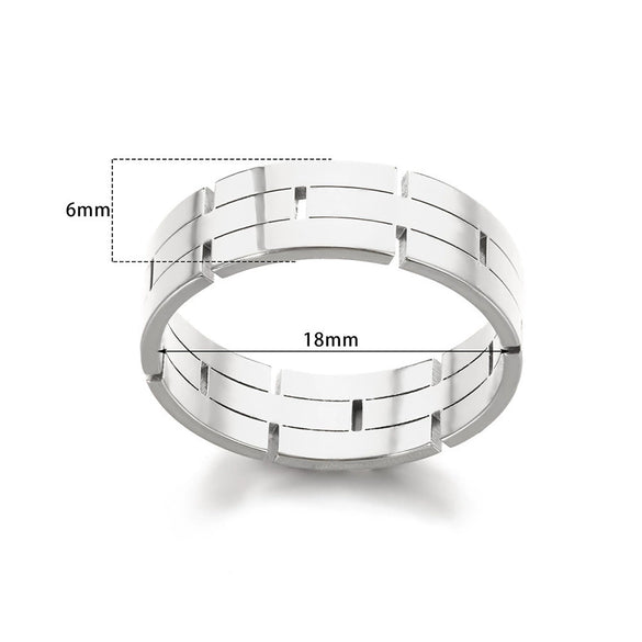 Wholesale Ring Jewelry Stainless Steel Geometric Hollow Rectangular Electroplated Light Luxury Unisex